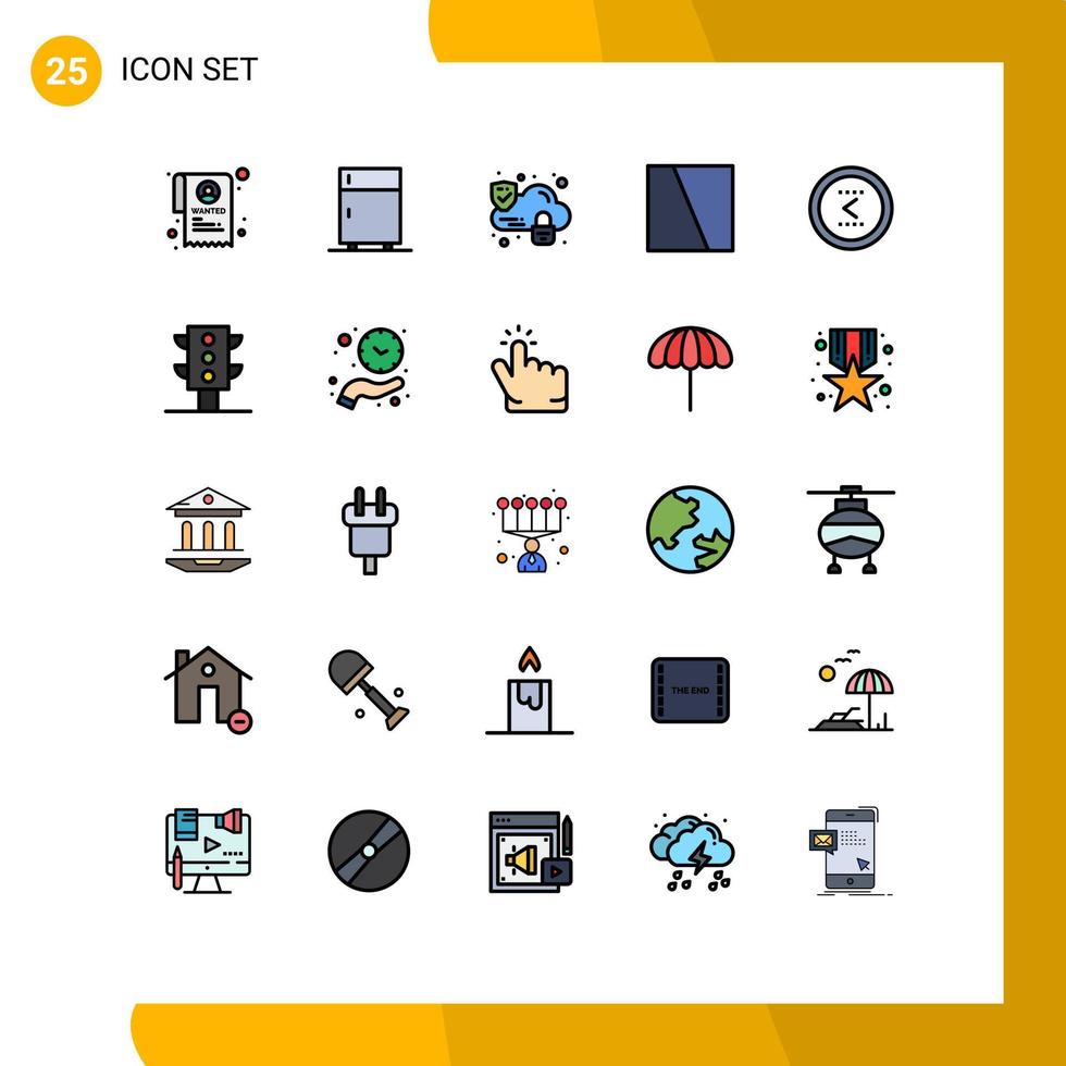 pacote de interface de usuário de 25 cores planas de linha preenchida básica de imagem de layout de nuvem de seta de interface elementos de design de vetor editáveis