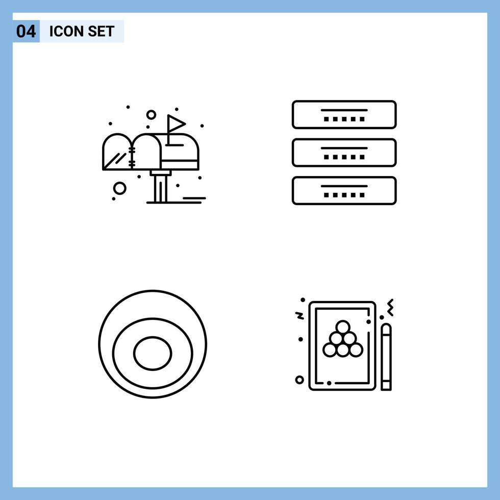 pacote de ícones vetoriais de estoque de 4 sinais e símbolos de linha para acessórios de caixa pós-gaveta moda elementos de design de vetores editáveis