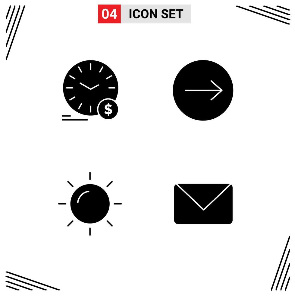 conjunto de 4 sinais de símbolos de ícones de interface do usuário modernos para transferência de tempo de relógio de parede twitter elementos de design de vetores editáveis