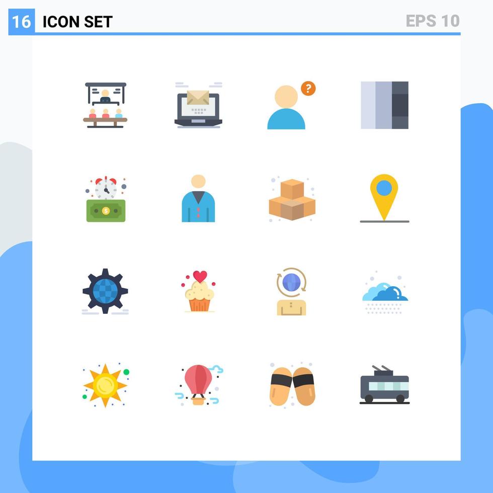 conjunto de 16 sinais de símbolos de ícones de interface do usuário modernos para cronômetro prazo de e-mail timer grade pacote editável de elementos de design de vetores criativos