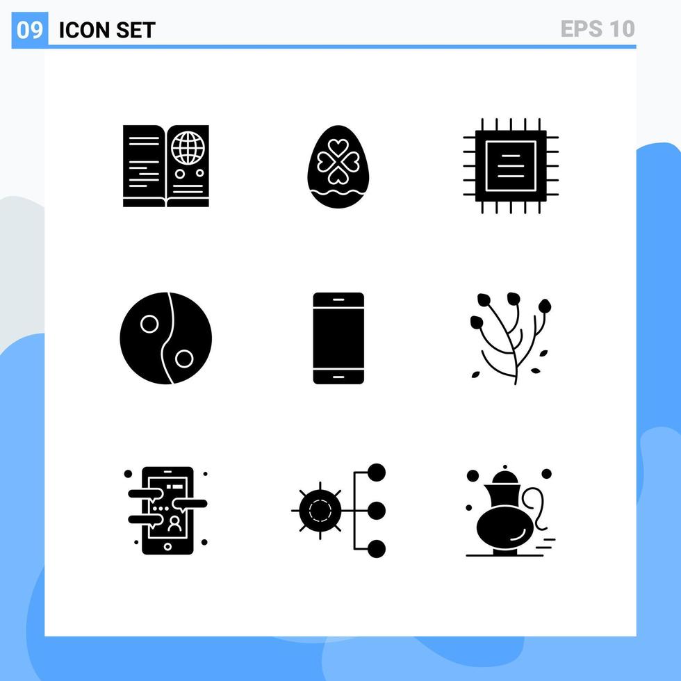 9 ícones criativos sinais e símbolos modernos de dispositivos de hardware computadores de páscoa yang elementos de design vetorial editável vetor