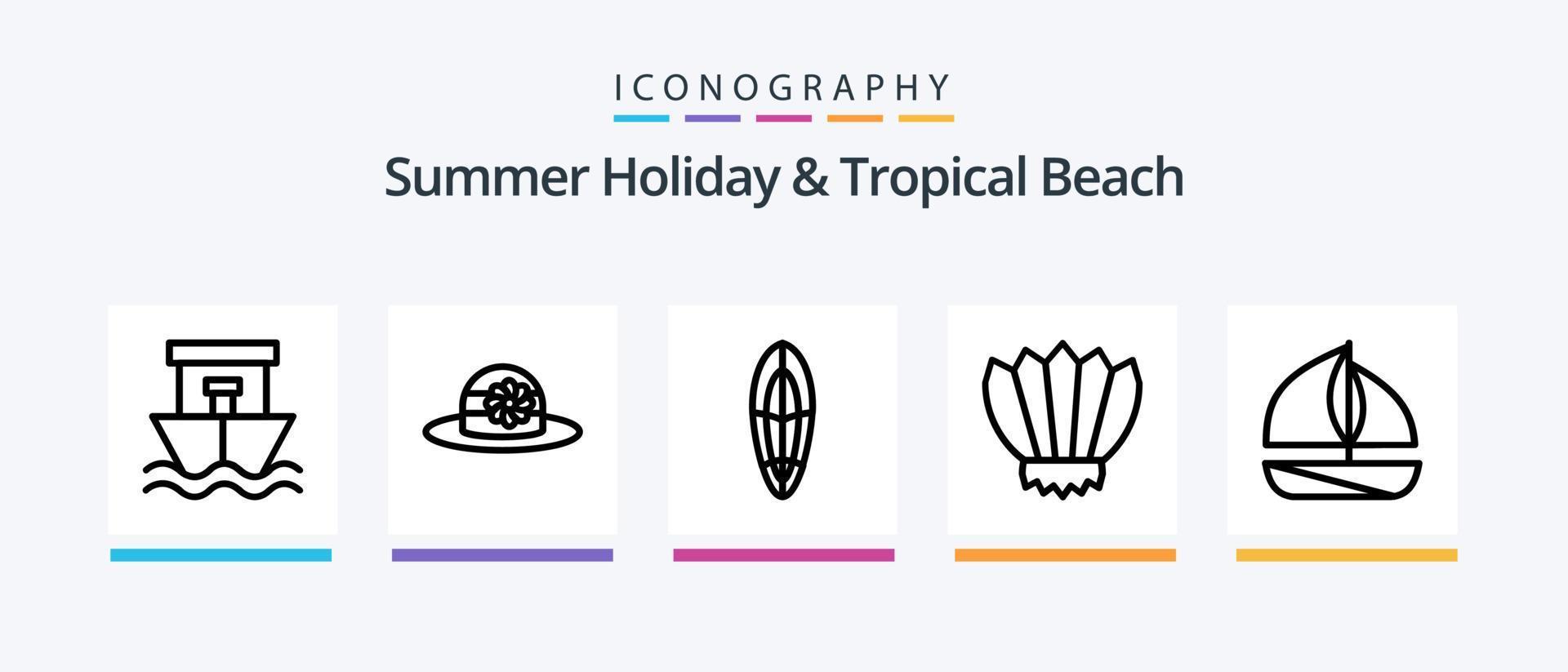 pacote de ícones de linha 5 de praia, incluindo praia. oceano. praia. nadadeiras. mergulhando. design de ícones criativos vetor