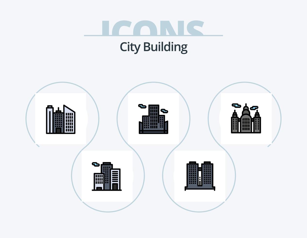 linha de construção da cidade cheia de ícones do pacote 5 design de ícones. . negócios. escritório. prédio. conta bancária vetor