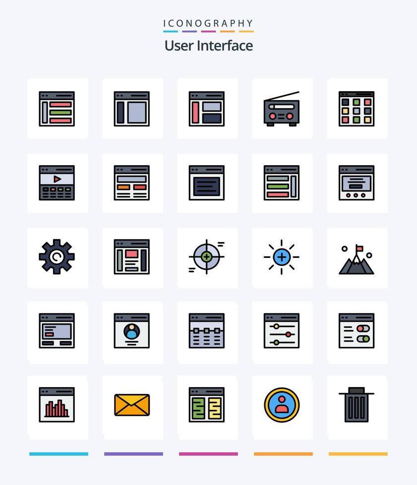 interface de usuário criativa pacote de ícones preenchidos com 25 linhas, como herói. comunicação. do utilizador. . isótopo vetor