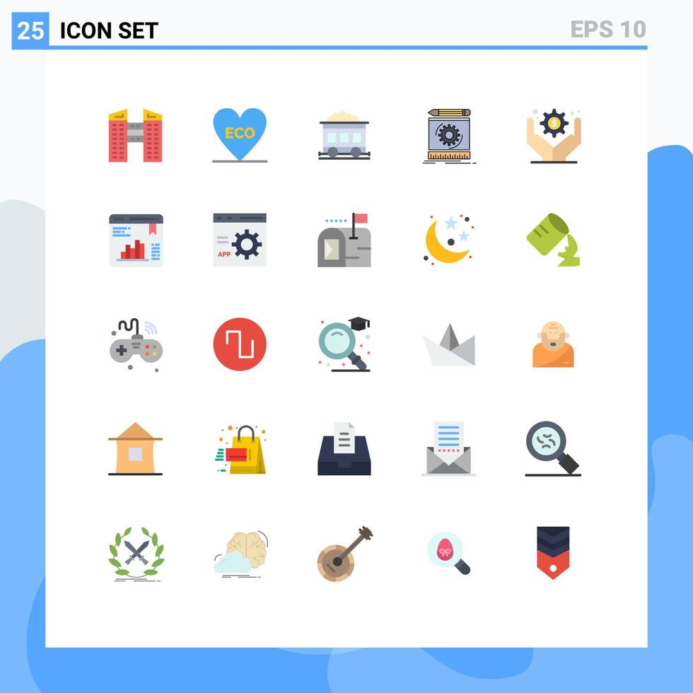 conjunto de 25 sinais de símbolos de ícones de interface do usuário modernos para operações de negócios administração de negócios trem prototipagem processo elementos de design de vetores editáveis