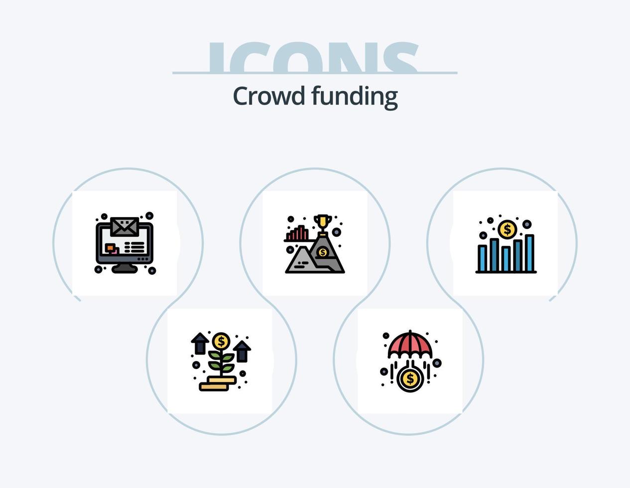 linha de crowdfunding cheia de ícones do pacote 5 design de ícones. apresentação. gráfico. página da Internet. dinheiro. finança vetor