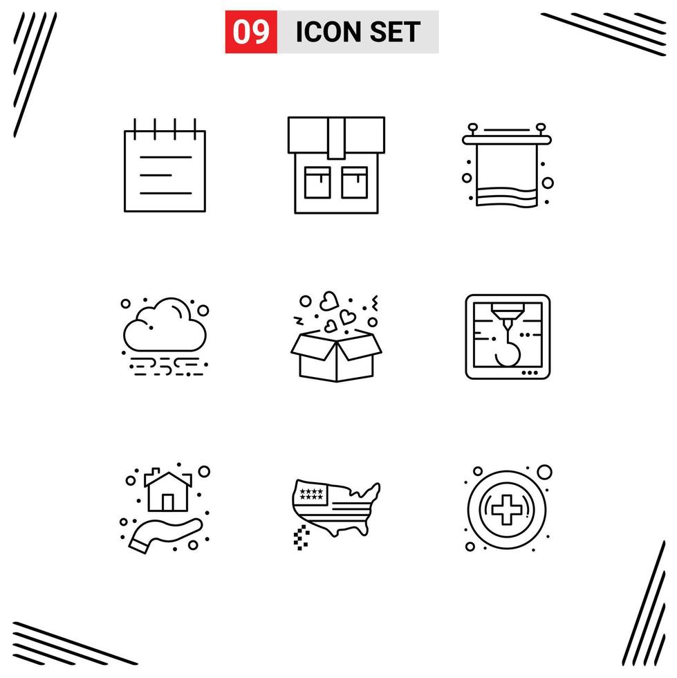 9 ícones criativos sinais modernos e símbolos de jarrete amor quebrar coração caixa editável elementos de design vetorial vetor
