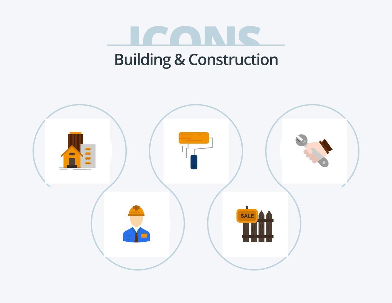 construção e construção de ícones planos pack 5 design de ícones. escovar. apartamento. realty. real. prédio vetor