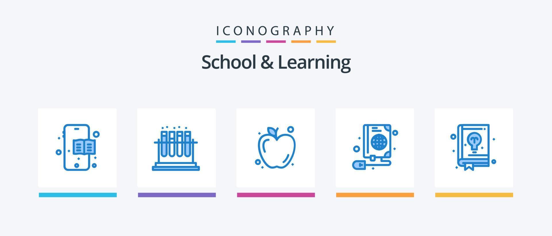 escola e aprendendo pacote de ícones azul 5 incluindo . guia. Educação. Educação. globo. design de ícones criativos vetor