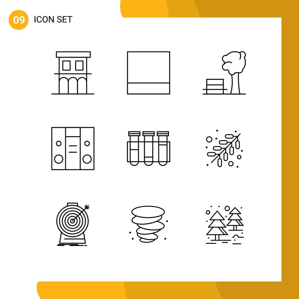 pacote de interface do usuário de 9 contornos básicos de elementos de design de vetores editáveis do centro de teste de natureza de tubo de laboratório