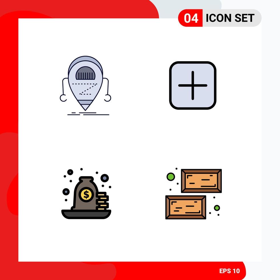 conjunto moderno de 4 cores e símbolos planos de linha preenchida, como robô de empréstimo android mais elementos de design de vetores editáveis de pagamento