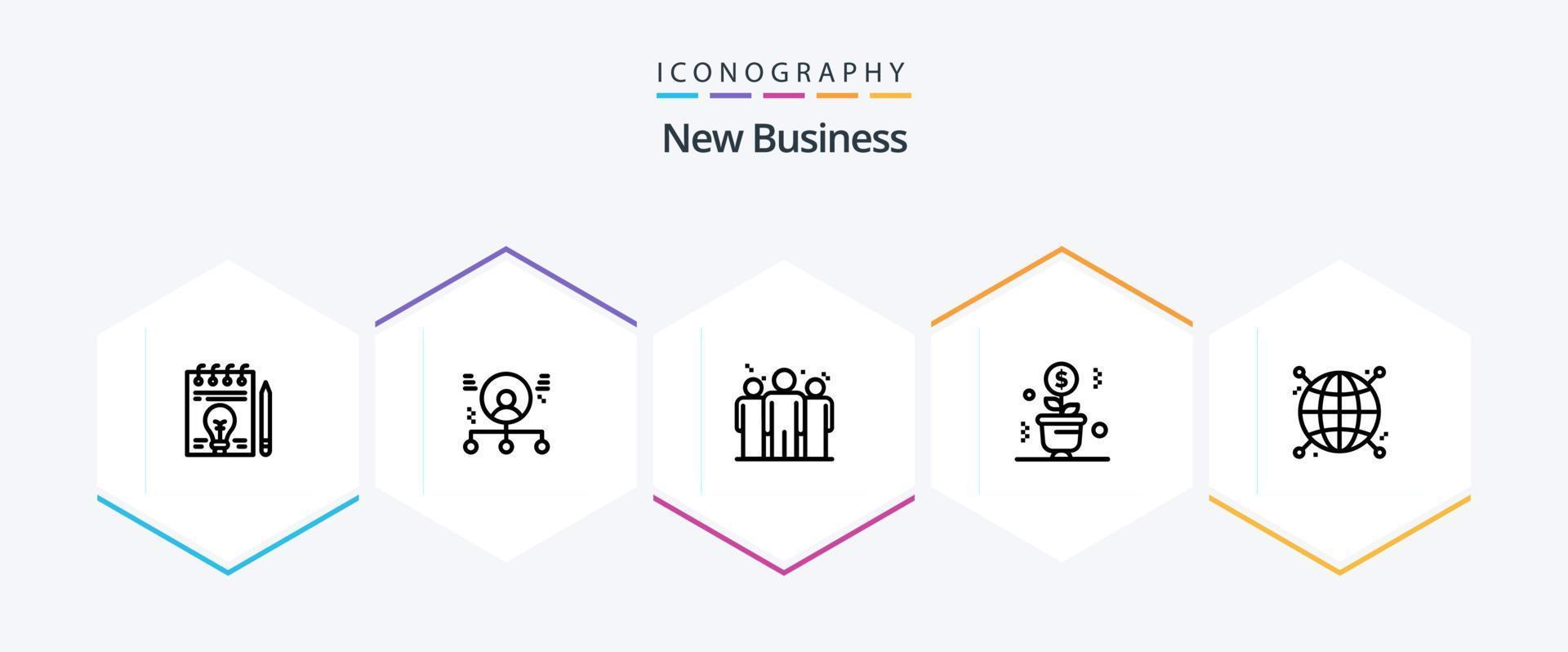 novo pacote de ícones de 25 linhas de negócios, incluindo o crescimento. corporativa. humano . competitivo . negócios vetor
