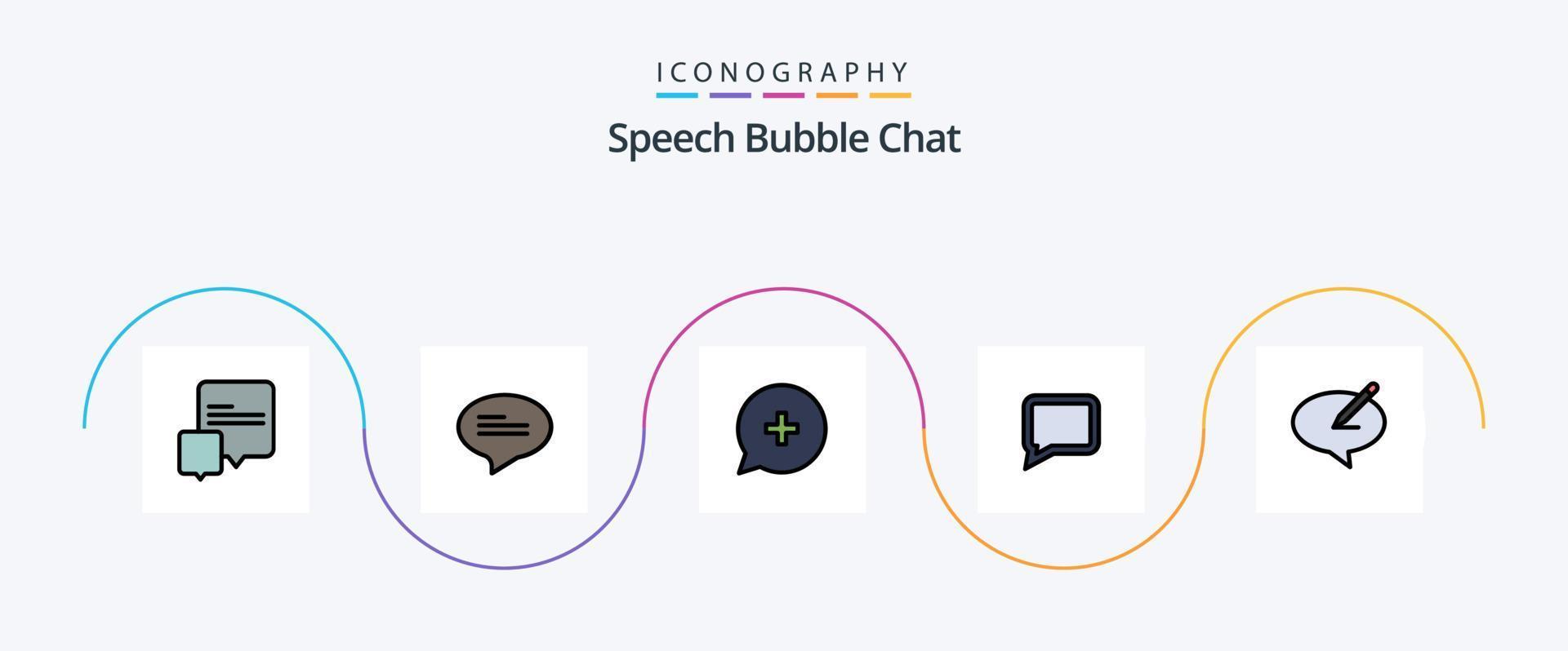 linha de bate-papo preenchida com 5 ícones planos, incluindo . Comente. lápis. observação vetor