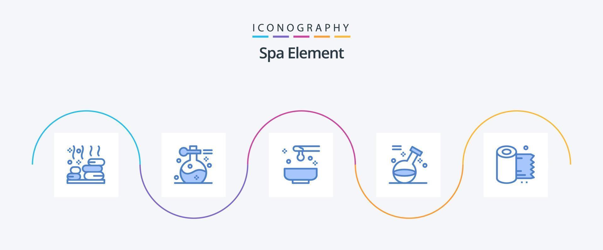 pacote de ícones de elemento de spa azul 5, incluindo spa. jogo. ioga. elemento. spa vetor