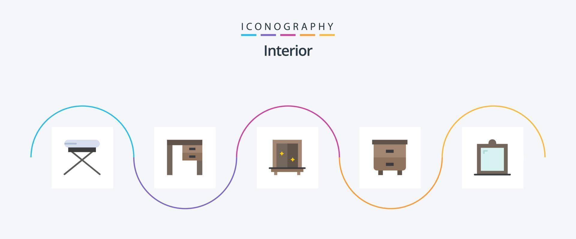 interior apartamento 5 pacote de ícones incluindo decoração. mobília. escritório. gaveta. vestir vetor