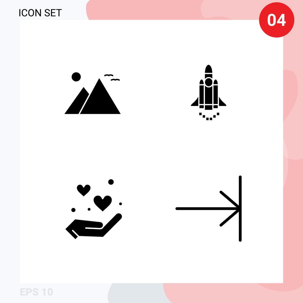 pacote de ícones de vetores de ações de 4 sinais e símbolos de linha para a pirâmide do coração do Egito lançando elementos de design de vetores editáveis de amor