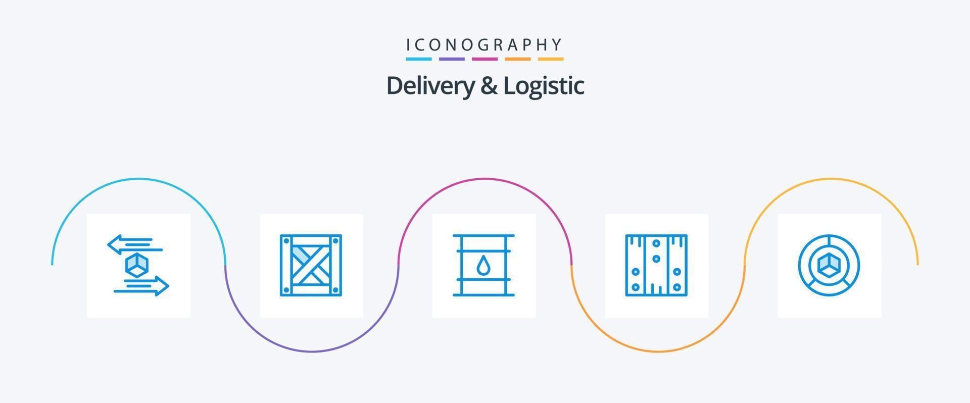entrega e pacote logístico de 5 ícones azuis, incluindo estoque. entrega. caixa. entrega vetor