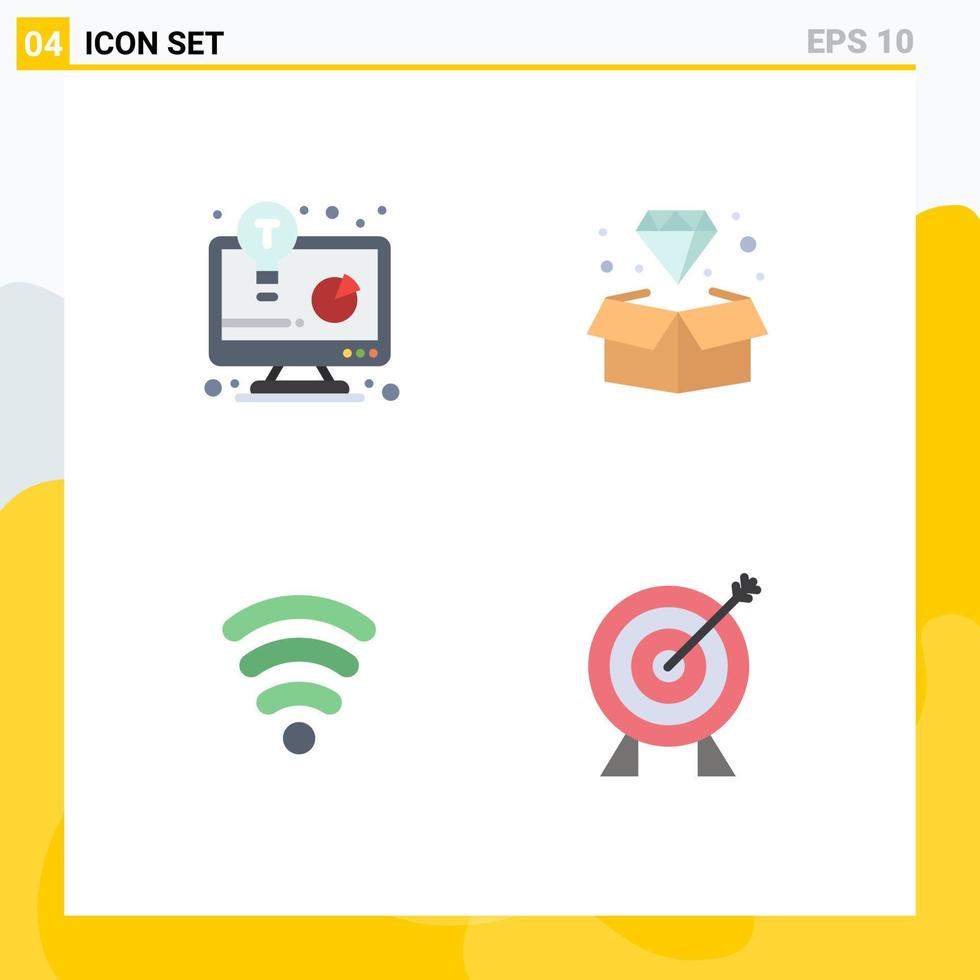4 ícones planos de vetores temáticos e símbolos editáveis de serviços de desenvolvimento de negócios solução de negócios alvo de joias elementos de design de vetores editáveis