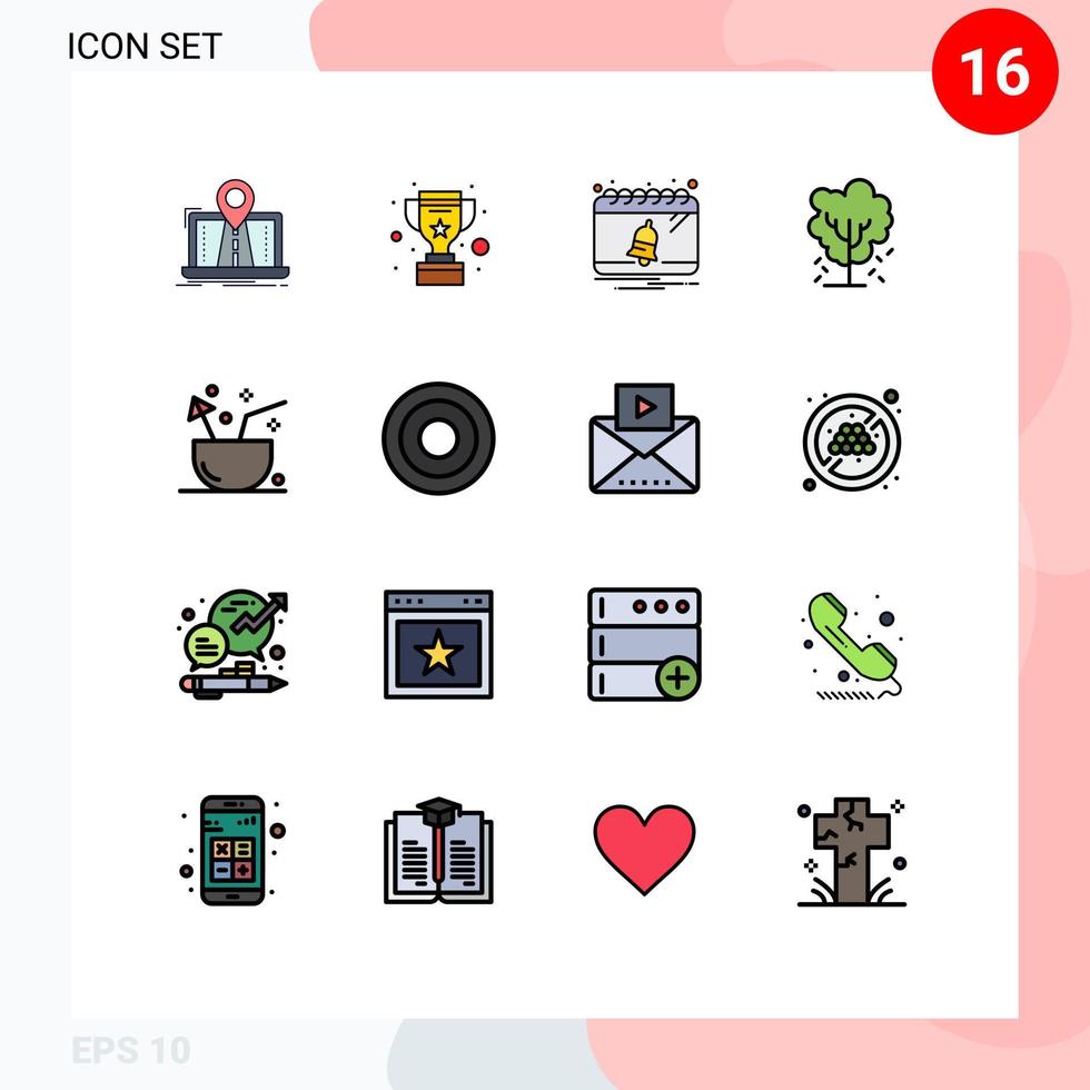 conjunto de 16 sinais de símbolos de ícones de interface do usuário modernos para recompensa de árvore de maçã de primavera notificação de maçã elementos de design de vetor criativo editável