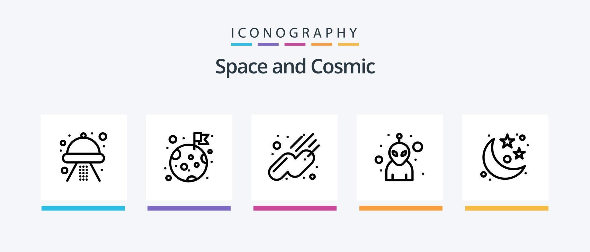 pacote de ícones da linha 5 do espaço, incluindo espaço. astronomia. Informação. sol. espaço. design de ícones criativos vetor