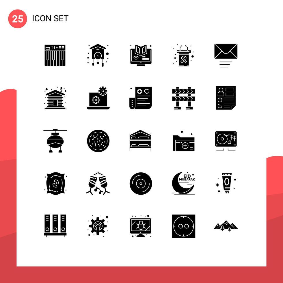 conjunto de 25 sinais de símbolos de ícones de interface do usuário modernos para curso de apresentação cuco aprendizagem on-line elementos de design de vetores editáveis