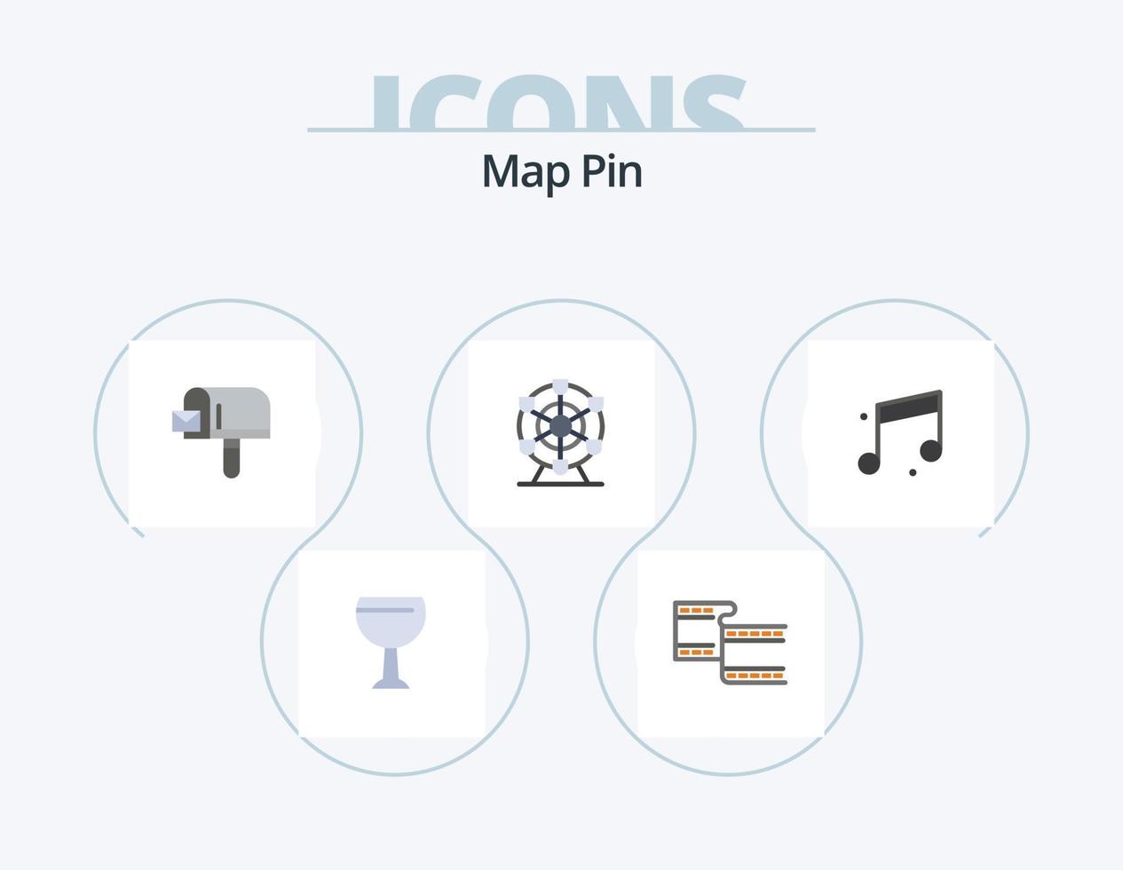 mapa pin plana ícone pack 5 design de ícone. . . compras. som. áudio vetor