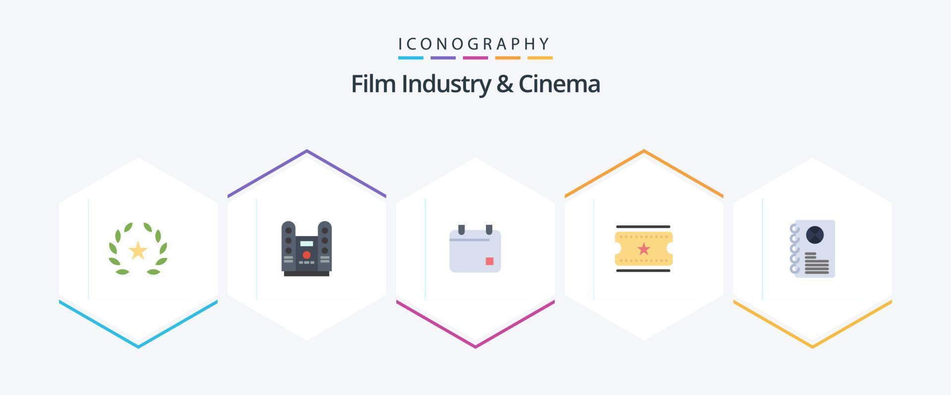 pacote de ícones plana cenima 25 incluindo filme. cinema. cinema. ingressos de cinema. bilhetes de cinema vetor