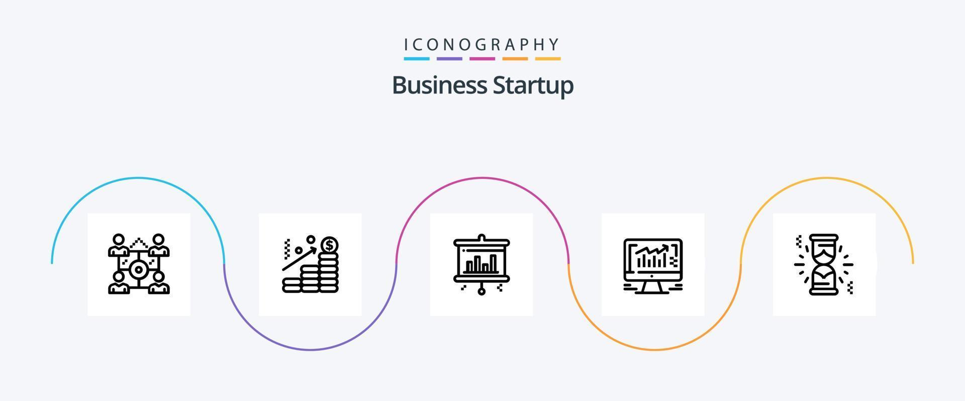 pacote de ícones de linha 5 de inicialização de negócios, incluindo negócios. computador . dólar . projetor vetor