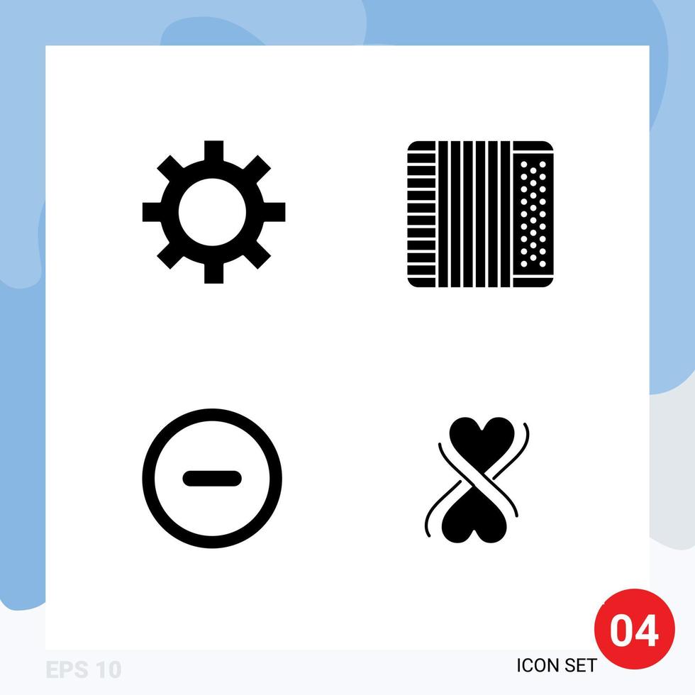 conjunto de sinais de símbolos de ícones de interface do usuário modernos para música de acordeão de usuário cog oito elementos de design de vetores editáveis