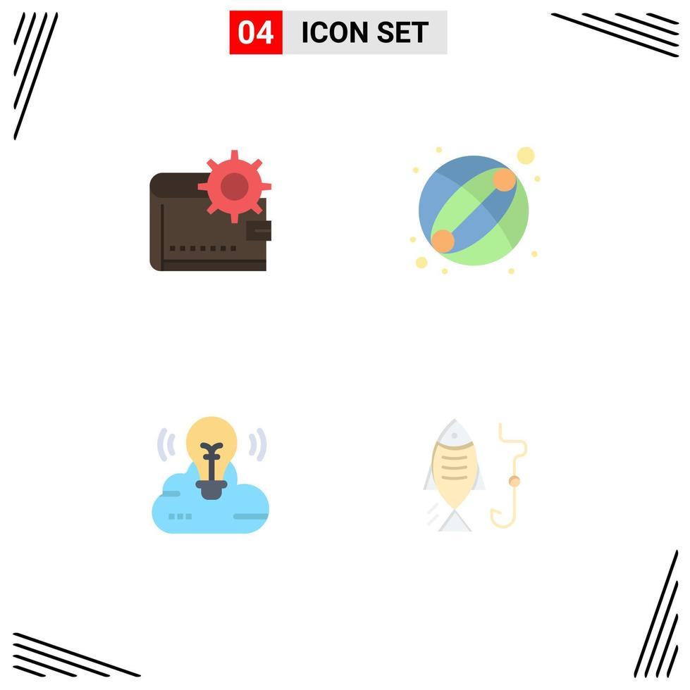 4 ícones planos de vetores temáticos e símbolos editáveis de dinheiro de brinquedo de carteira, criando elementos de design de vetores editáveis de campanha
