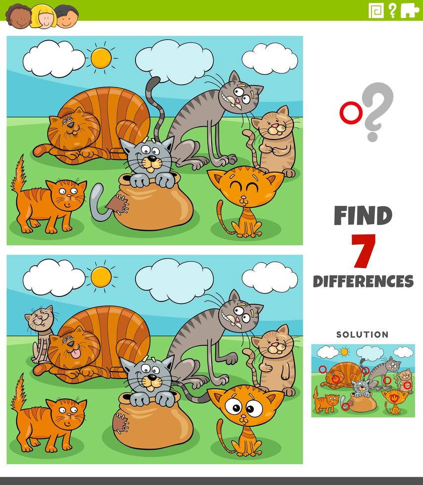 diferenças jogo educativo com grupo de gatos 1945303 Vetor no Vecteezy