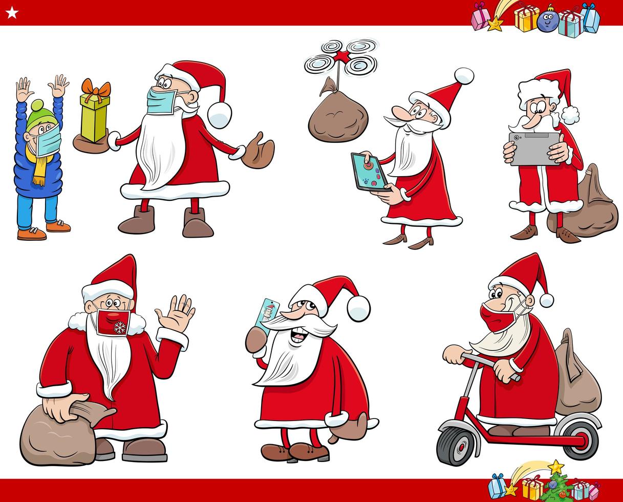 conjunto de desenhos animados humorísticos de férias de natal vetor