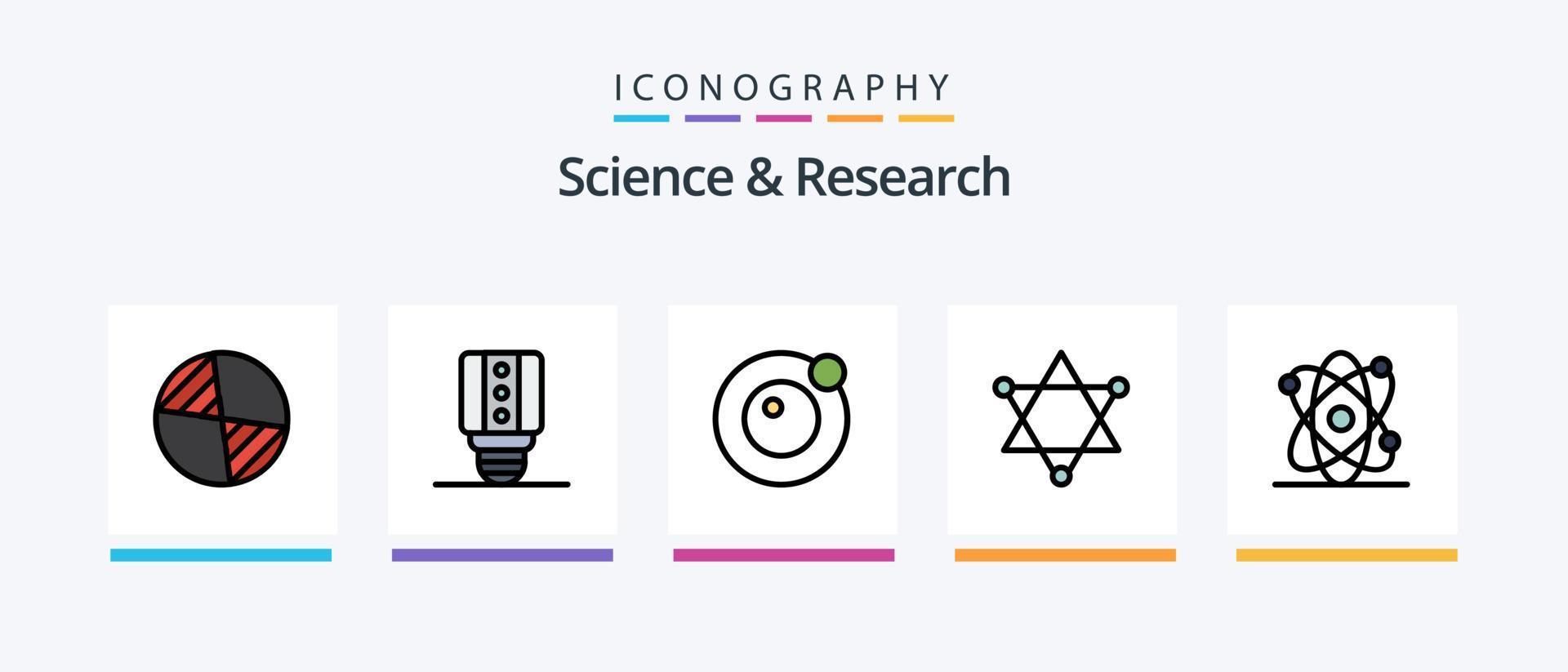 linha de ciência cheia de 5 ícones incluindo . luz. solar. lâmpada. sol. design de ícones criativos vetor