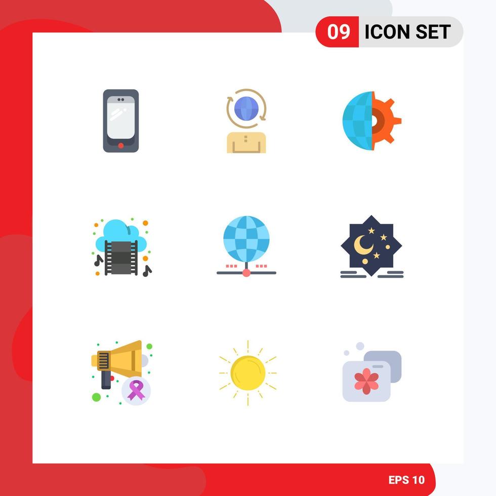 Pacote de cores planas de interface de usuário 9 de sinais e símbolos modernos de elementos de design de vetor editável de negócios de clipe de filme moderno de filme de terra