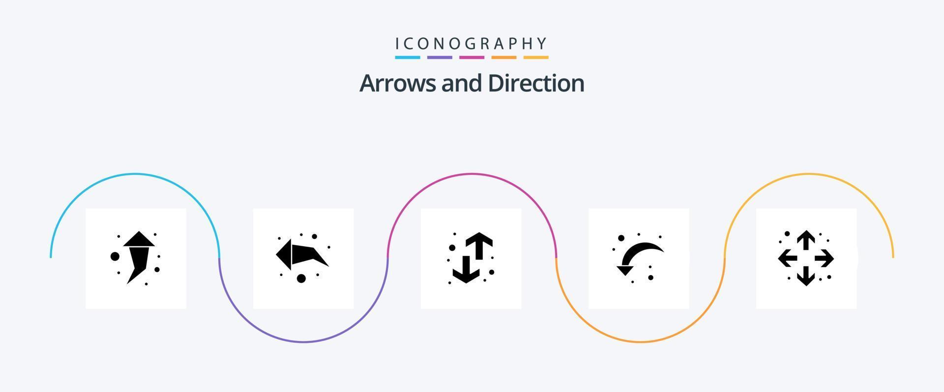 pacote de ícones de glifo de seta 5, incluindo maximizar. prolongar. transferências. para baixo à esquerda. recarregar vetor
