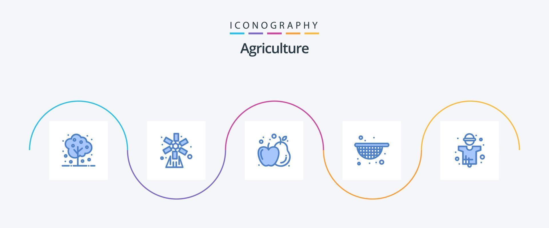pacote de ícones de agricultura azul 5, incluindo indústria. agricultura. moinho de vento. comida. filtro vetor