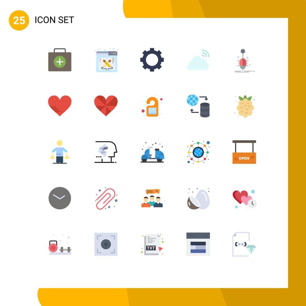 pacote de interface do usuário de 25 cores planas básicas de dispositivos de bug spring elementos de design de vetores editáveis de céu nuvem