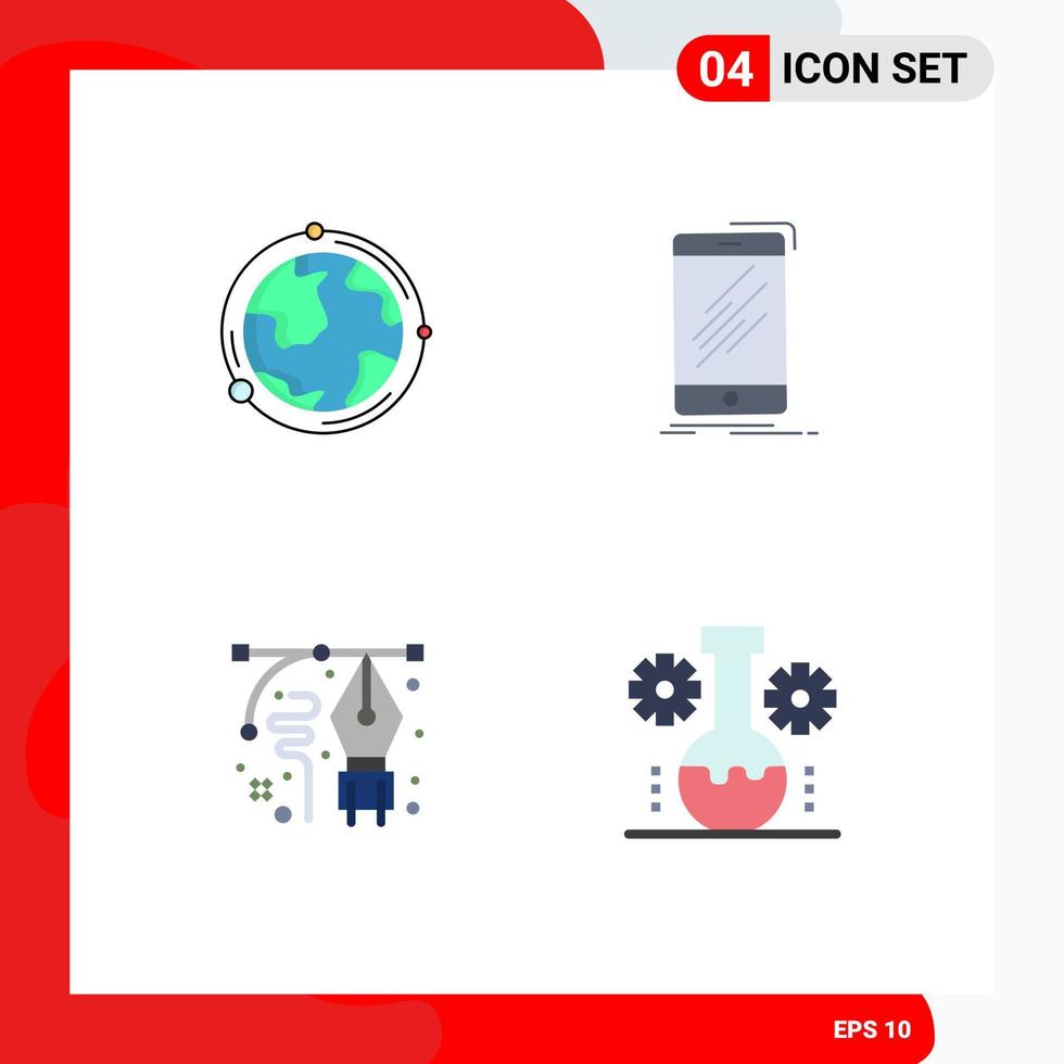 grupo de 4 ícones planos modernos definidos para a geografia do telefone terrestre design móvel elementos de design vetorial editáveis vetor