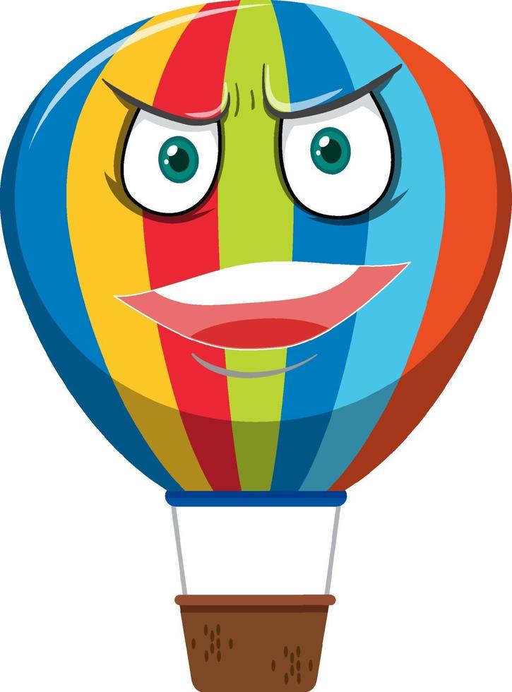 personagem de desenho animado de balão de ar quente com expressão de raiva no fundo branco vetor