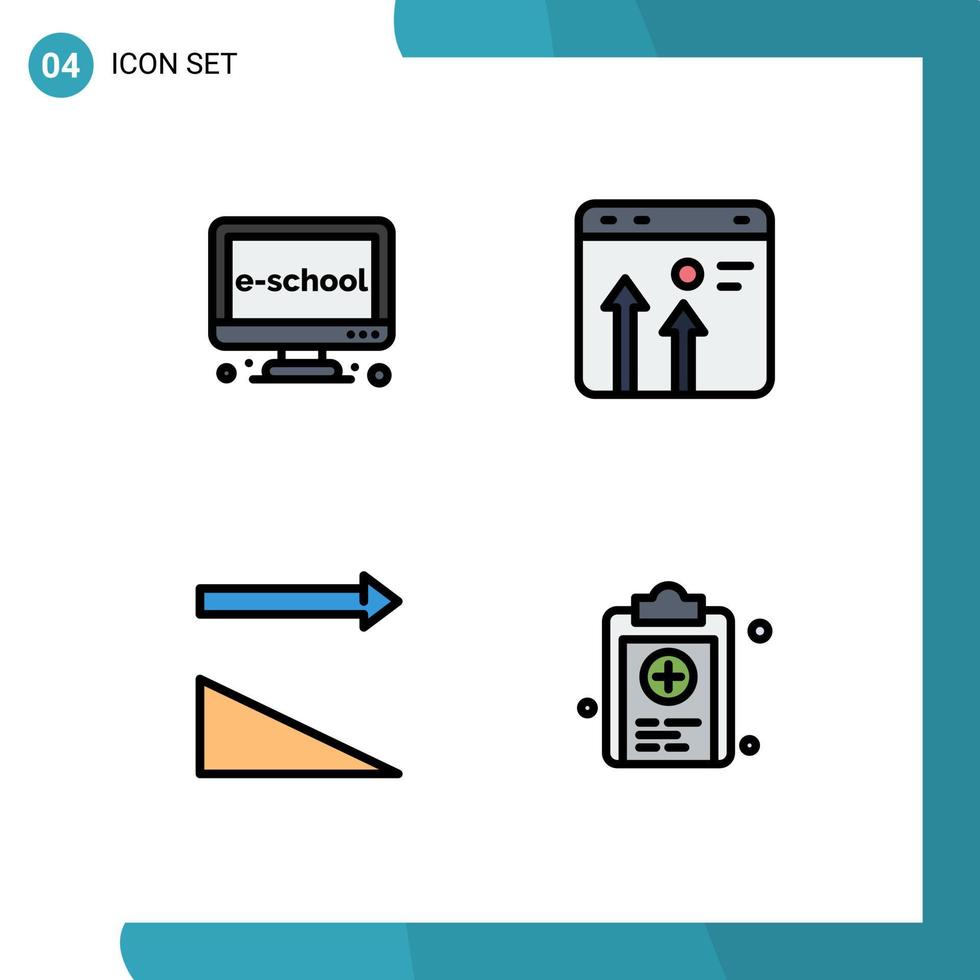 4 ícones criativos sinais e símbolos modernos do navegador de aprendizado de crescimento eletrônico classificam elementos de design vetorial editáveis vetor