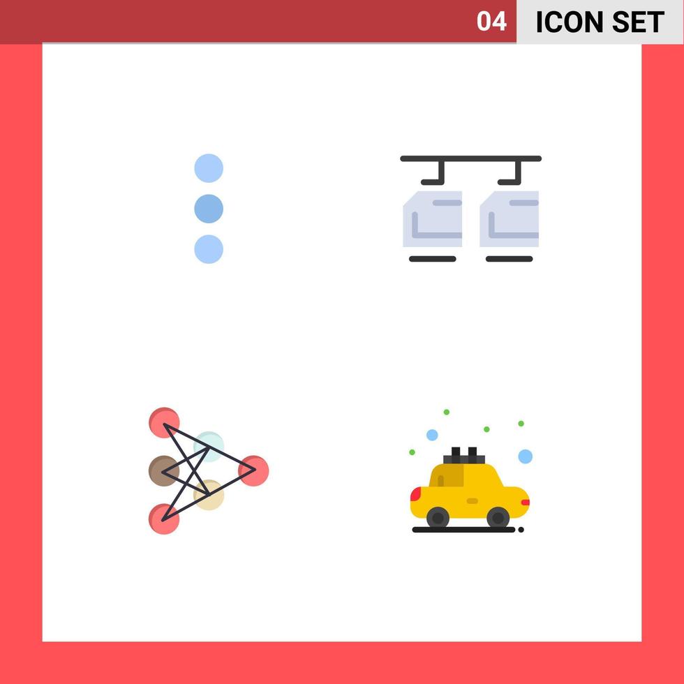 4 pacote de ícones planos de interface de usuário de sinais e símbolos modernos de algoritmo de aplicativo, veículos a cabo, carro, elementos de design vetorial editáveis vetor