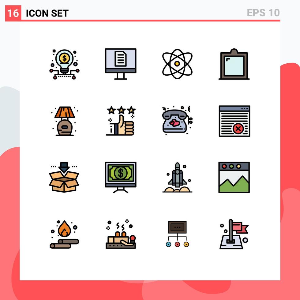 grupo de símbolos de ícone universal de 16 linhas preenchidas de cores planas modernas de móveis de janela de educação em casa editáveis elementos de design de vetor criativo