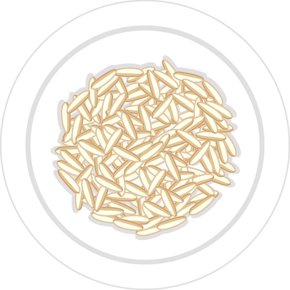 grãos de arroz no prato branco vetor