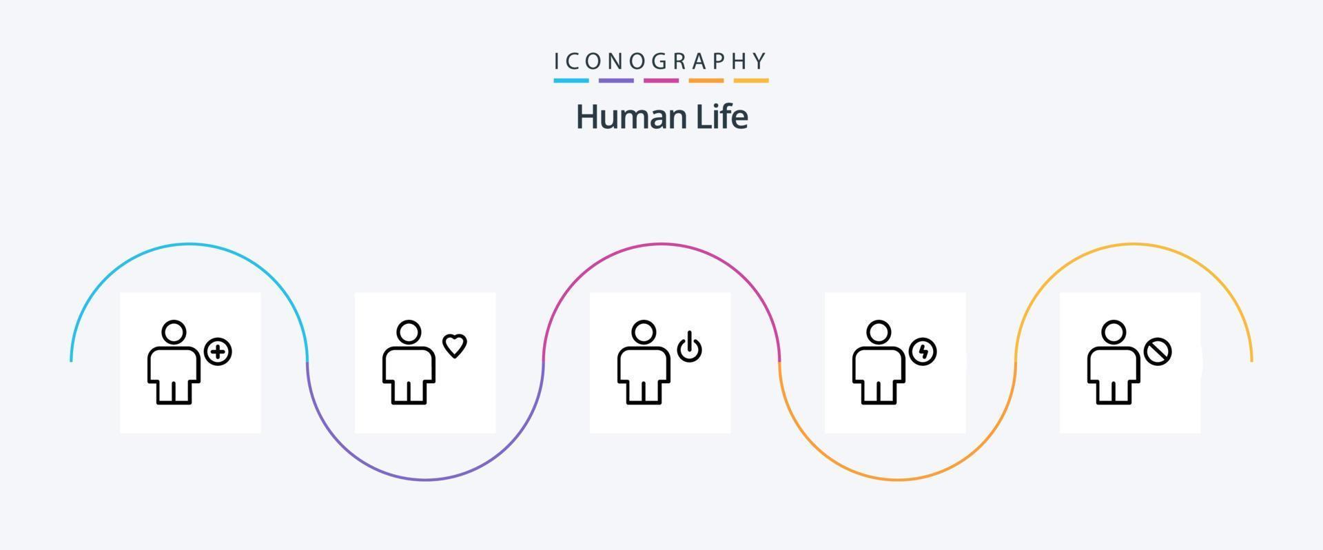 pacote de ícones da linha 5 humana, incluindo eletricidade. avatar. coração. espera. energia vetor