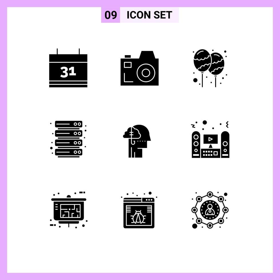 conjunto de 9 sinais de símbolos de ícones de interface do usuário modernos para ideias de empréstimo de holi de vício de hábito hospedando elementos de design de vetores editáveis