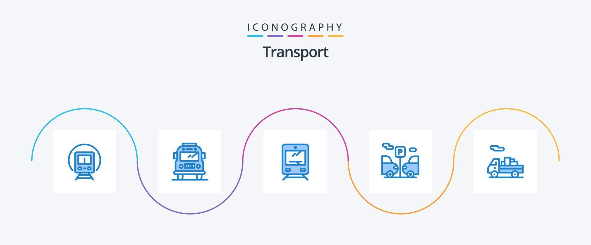 pacote de ícones de transporte azul 5, incluindo . envio. transporte. entrega. transporte vetor