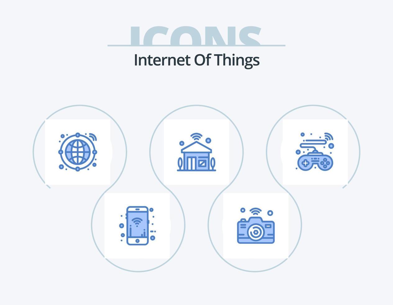 internet das coisas ícone azul pack 5 design de ícone. controles. iot. Wi-fi. Internet das Coisas. casa vetor