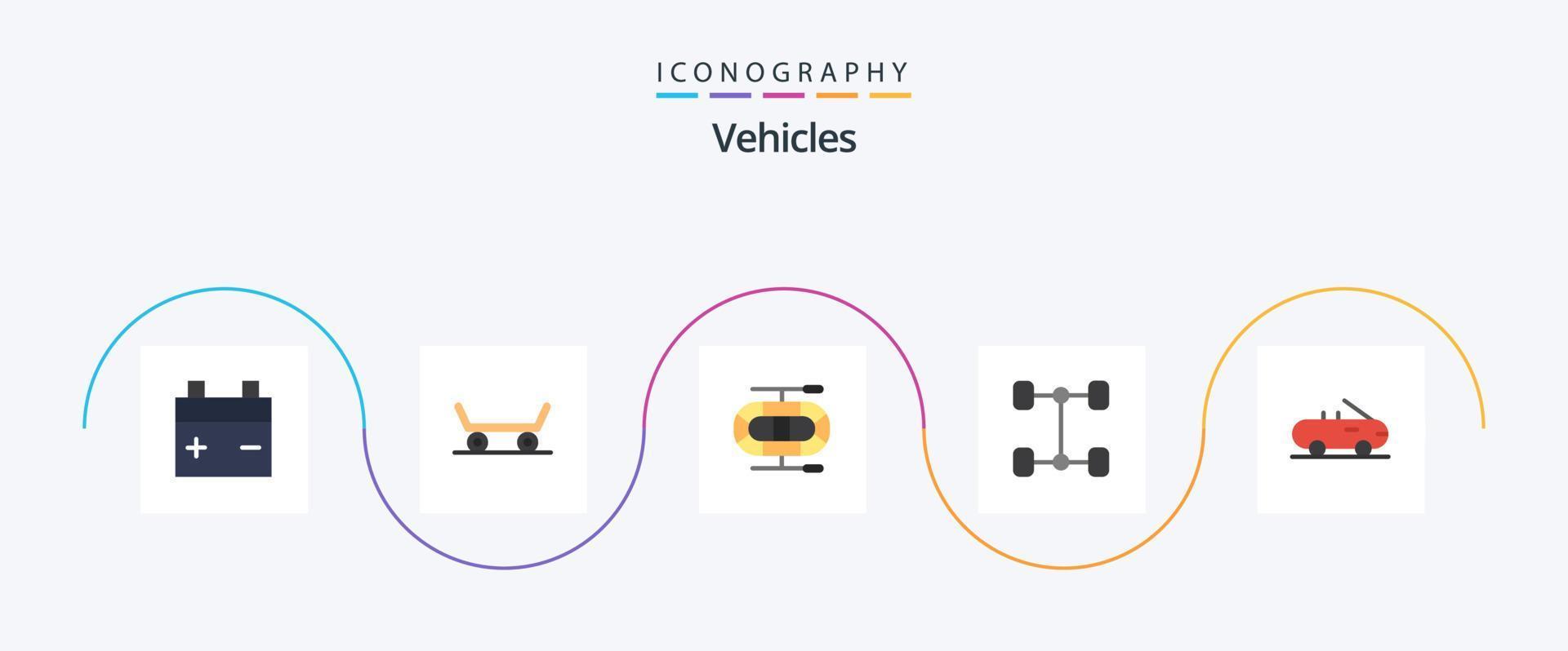 Pacote de ícones plana 5 de veículos, incluindo . veículos. vetor