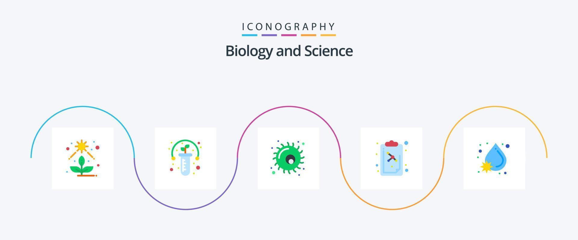 pacote de ícones de 5 planos de biologia, incluindo queda. vírus. animal. lição. Educação vetor