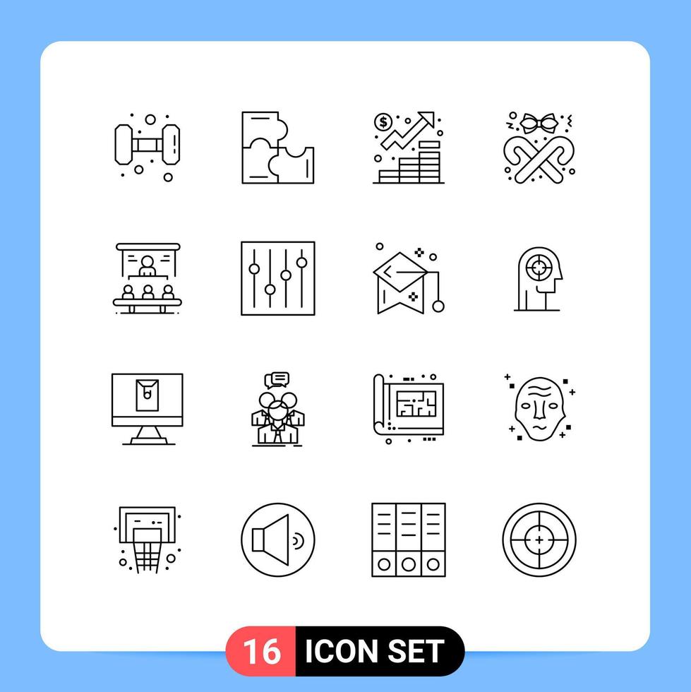 pacote de ícones de vetores de estoque de 16 sinais e símbolos de linha para elementos de design de vetores editáveis de marketing de estilo de negócios de doces